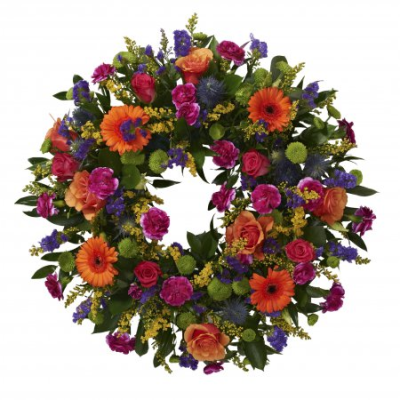 Open Wreath Design - Floral open wreath in a mixture of colours.