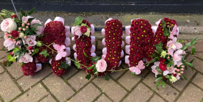 Funeral Letters - Words and letters designs using flowers in a colour of your choice.