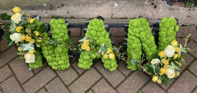 Funeral Letters - Floral massed letters using a choice of flowers and colours. Please contact us for any additions needed
