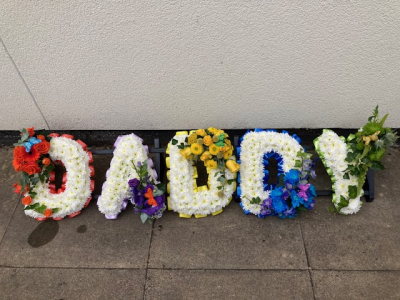 Daddy Funeral Tribute - Letters and names in flowers of your choice