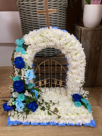 Gates of Heaven - Flowers can be in any colour to create this beautiful floral tribute. Just add any special requests into the request box.