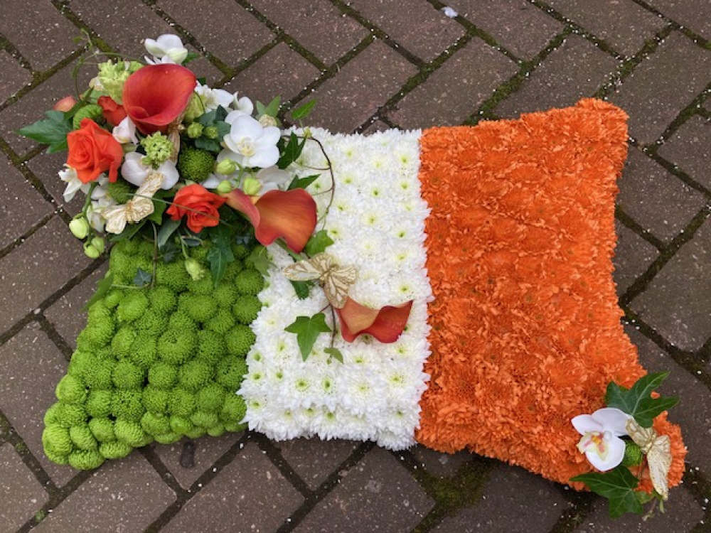 Pillow Floral Tribute Irish Flag