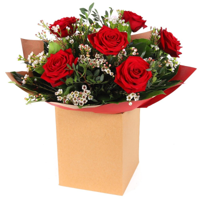 6 Red Roses - Captivate their heart with six luxurious red roses, thoughtfully arranged and beautifully presented — a timeless romantic gesture.