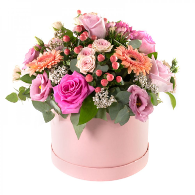 Secret Whispers - Soft, romantic, and full of charm — this luxury pink and peach hat box is a timeless floral treat.