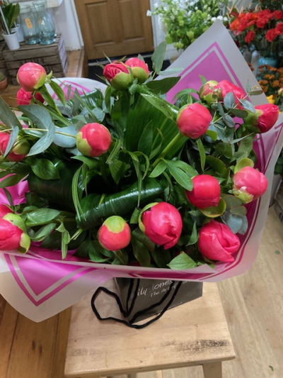 Peony Bouquet - The very popuar peony bouquet is back in season, if only for a short time, they are a firm favorite for many flower lovers. We will have a selection of colours in store at Lily Jon