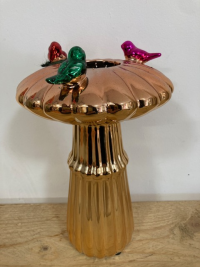 Gold Bud Vase - Metalic gold bud vase with decorative birds